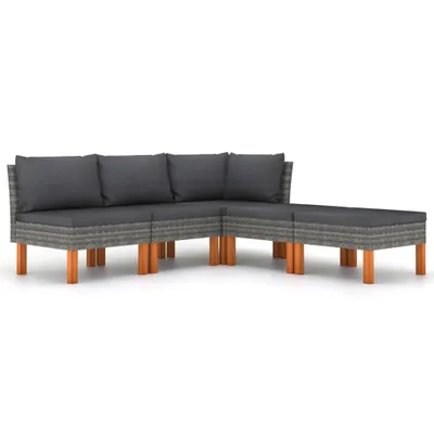 Obrázek produktu pro vidaXL 5dílná zahradní lounge souprava s polštáři Poly Rattan Grey