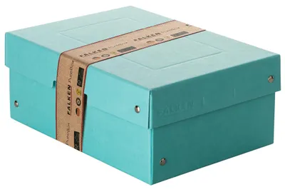 Produktbild von Aufbewahrungsbox Türkis, A5, 25 x 18 x 10 cm, mit Deckel,Pappe, genietet