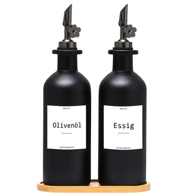 Produktbild von Essig und Ölflaschen Set, 500ml x 2 Ölflasche, Olivenöl Flasche Set, Ölspender, Automatisches Öffnen und Schließen Olivenöl Flasche