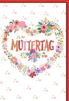Produktbild von Muttertag Grußkarte mit Umschlag Herz aus gezeichneten Blumen Zum Muttertag