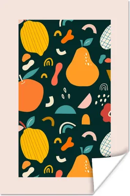 Produktbild von MuchoWow® Poster Lebensmittel - Obst - Blumen - Muster 120x180 cm - Kunstposter