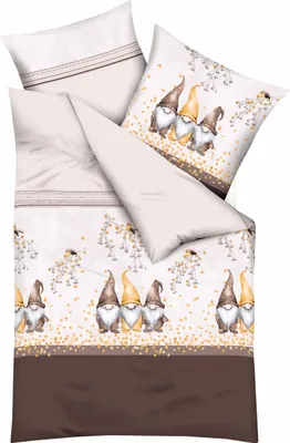 Produktbild von kaeppel Biber Bettwäsche 135x200 Wichtel Kumpel Zwerg braun beige gelb 0423-506