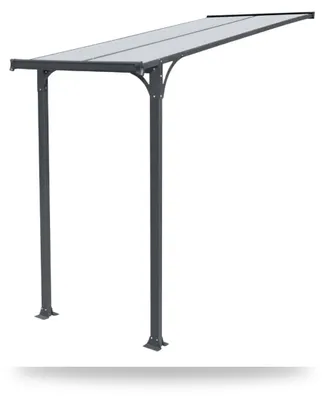 Produktbild von Haustürvordach ENTRY S Aluminium 148 x 150 cm mit Polycarbonat-Dach und Regenrinne Anthrazit