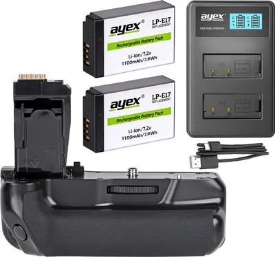Produktbild von Batteriegriff Set für Canon EOS 760D 750D IX8 T6S T6I + 2x LP-E17 Akku + 1x USB Dual Ladegerät wie BG-E18