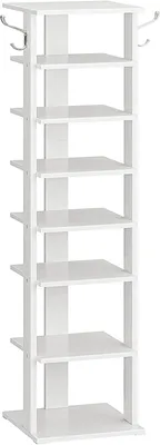 Produktbild von PolkaHome® Schuhregal mit 8 Ebenen, schmaler Schuhschrank mit 2 Haken, Aufbewahrungsregal, Schuhorganizer, platzsparend, für Flur, Diele,