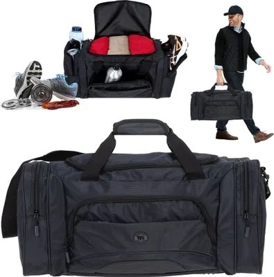 Produktbild von Sporttasche Herren Damen Elephant Color XL 62 cm 53 L Nassfach, Schuhfach Reisetasche Sport Fitness Sauna Tasche sehr groß 1298 Black Uni ( Schwarz ) + Trinkflasche
