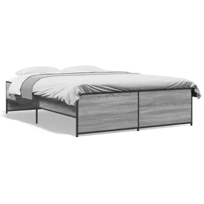 Produktbild von vidaXL Bettgestell Grau Sonoma 120x200 cm Holzwerkstoff und Metall