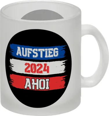 Produktbild von Kiel Aufstieg 2024 Glas Tasse mit Spruch Ahoi