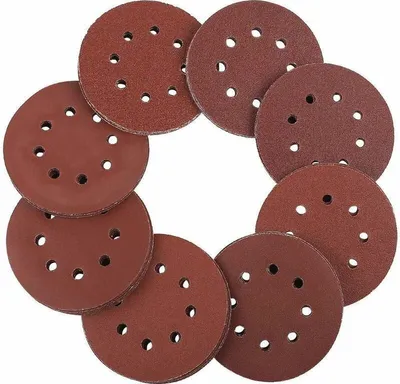 Produktbild von Lot von 100 Stück Schleifpapier für Ponceuse Excentrique, Ø 125 mm Schleifscheiben von 60/80/100/120/240 Grau (20 Scheiben je Körnung)