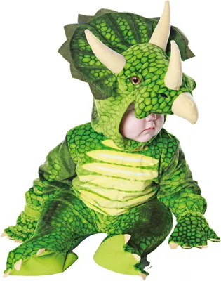 Produktbild von Grünes Triceratops Dinosaurier Faschingskostüm für Kleinkinder & Babys Größe: M