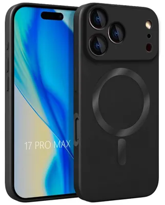 Image de Coque pour iPhone 17 Pro Max, Silicone Liquide Slim Anti-Rayures avec Cercle Magnétique - Noir