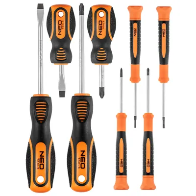 Produktbild von NEO TOOLS Schraubendreher Set Satz 8 tlg; aus CrV-Stahl; beständig gegen Chemikalien, Öle und Fette