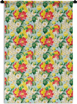 Produktbild von MuchoWow® Wandteppich Wandbehang Blumen - Pastell - Farben 90x135 cm Tapisserie Dekoration Wandtuch - Baumwolle - Wandskulptur