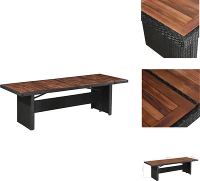 Produktbild von vidaXL Garten-Esstisch Poly Rattan und Massivholz 240 x 90 x 74 cm -  Gartentische