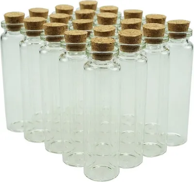 Image de Mini bouteilles en verre avec bouchon en liège - Lot de 20 pièces