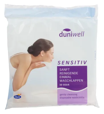 Produktbild von Duni Duniwell Einmal-Waschlappen Sensitiv, 50 Stück