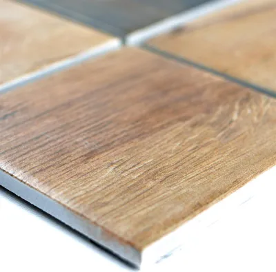 Produktbild von Keramik Holzoptik Mosaikfliesen Norfolk Braun Quadrat