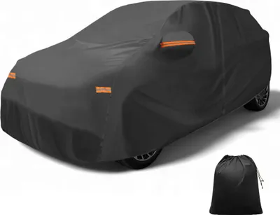 Produktbild von Autoabdeckung fš¹r Hyundai Ioniq 6 Aluminiumfolie Outdoor Voll Autoabdeckung Alle Wetter Wasserdicht Winddicht Sonnenschutz Regenschutz mit Fahrertš¹r Rei?verschluss Schwarz
