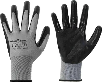 Zdjęcie produktu dla Rękawice Robocze 12 pcs Szary i czarny 10 / xl Poliester