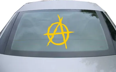 Produktbild von Indigos UG - Aufkleber Heckscheibe & Motorklappe DE2396 - gold - 600x545 mm - Anarchie - Auto Scheiben Fenster Heckklappe Tuning Racing JDM - Die cut