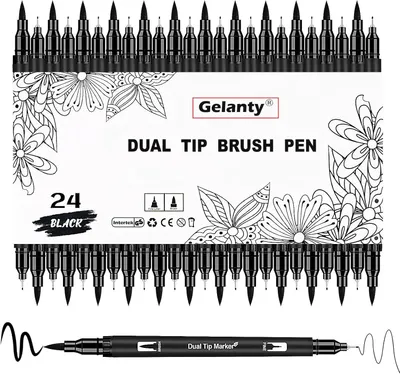 Produktbild von Farbstifte – 24 Stück – Set mit schwarzen Markierstiften und Farbstiften – 0,4 mm Fineliner für Zeichnen und Skizzieren