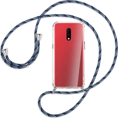 Produktbild von Handykette Backcover-Schutzhülle mit Band (Metall silberfarben) für OnePlus 7 - Blautöne