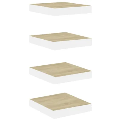 Imagen del producto de Estante flotante pared 4 uds MDF roble y blanco 23x23,5x3,8 cm