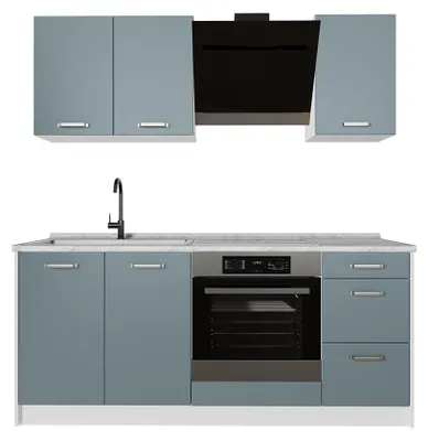 Imagen del producto de Cocina para solteros Vicco R-Line Gris azulado/Blanco 180 cm sin encimera, Model 67056
