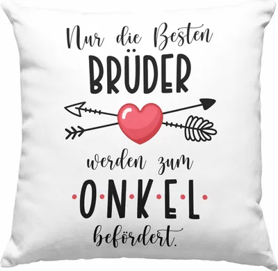 Produktbild von Trendation - Du Wirst Onkel Deko-Kissen mit Füllung 40x40 2023 Verkündung Schwangerschaft Überraschung Baby Ankündigung Onkel (Grau)