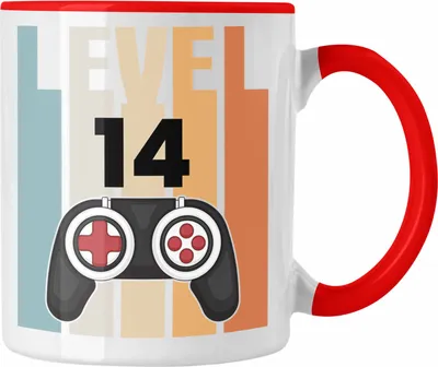 Produktbild von Trendation - 14. Geburtstag Tasse Gamer Jungs Jungen Geschenkidee zum Geburtstag Lustig Vierzehn (Rot)