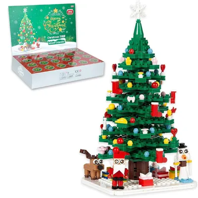 Productafbeelding van Adventskalender kerstboom bouwset - 779-delig - Kerst 24-dagen aftelkalender met bouwblokken - Jongens en meisjes