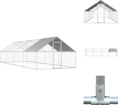Zdjęcie produktu dla vidaXL Zewnętrzna klatka dla kur 2,75x8x1,92 m Stal ocynkowana - Siedliska i wybiegi dla małych zwierząt