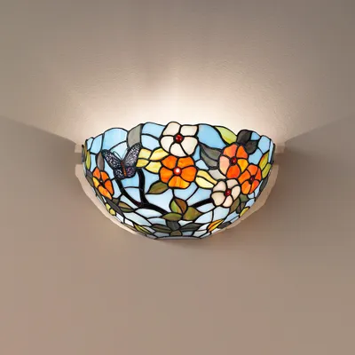 Zdjęcie produktu dla Wielokolorowa szklana lampa ścienna Tiffany H.17 Cm