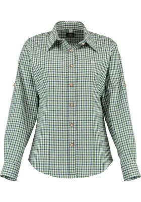 Produktbild von OS Trachten Damen Bluse Langarm Trachtenbluse mit Liegekragen Grovo, Größe:38, Farbe:dunkelgrün