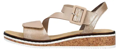 Produktbild von Rieker Damen Sandale Keilsandalette Klettverschluss V3660, Größe:39 EU, Farbe:Gold