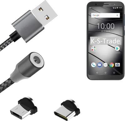 Produktbild von K-S-Trade Hochwertiges Magnet-Lade-kabel Sync-Kabel Daten-Kabel für Gigaset GS185 mit USB-Typ-C-Anschluss und Micro-USB-Anschluss 2A bis zu 480mbps