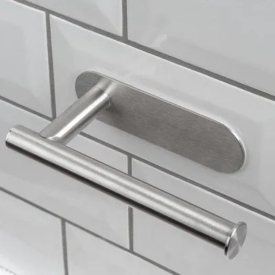 Productafbeelding van Famanu toiletrolhouder, zelfklevend - voor wandmontage, roestvrij staal, zilver