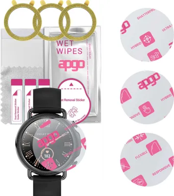 Produktbild von apgo 3 Stück Schutzglas, klar, kompatibel mit Rubicon RNBE74 Smartwatch, Hybrid 8H, Ersatz für Hartglas, Displayschutzglas, Bildschirmschutz, Displayschutz, kratzfest