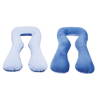 Image de coussin d'allaitement multifonctionnel bleu crreaux bleu