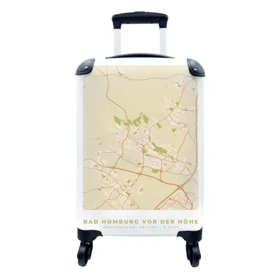 Produktbild von MuchoWow® Koffer Handgepäck Trolley Rollkoffer Kleine Reisekoffer mit 4 Rollen - Karte - Stadtplan - Bad Homburg vor der Höhe - Karte - Vintage - Cabin Size < 55x40x23 cm & 55x40x20 cm - Fotokoffer - Kabinenkoffer - Boardgepäck - Reise-Box - Reisekoffer - Reisegepäck - Koffer mit Bild - Trolley für Kinder