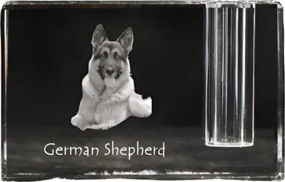 Produktbild von Deutscher Schäferhund - Stifthalter, Kristallorganizer mit Hundefoto, einzigartige Schreibtischdekoration der Marke Art-Dog
