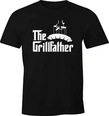 Produktbild von Herren T-Shirt The Grillfather Wurst Fun-Shirt für Männer und Paten Geschenk lustig 100% Baumwolle Moonworks® schwarz XXL