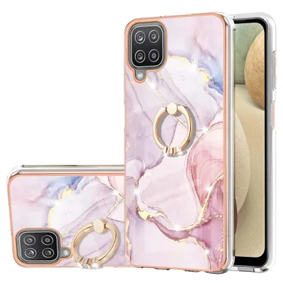 Obrázek produktu pro Mramorové pouzdro pro Samsung Galaxy A12, TPU silikonové nárazníkové ochranné pouzdro s kroužkovým stojánkem Šedá