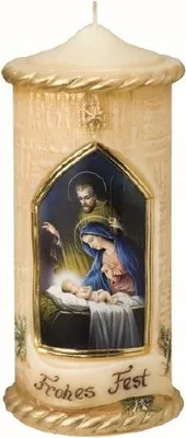 Produktbild von Weihnachtskerze Zierkerze "Frohes Fest" 20 x Ø 9,5 cm