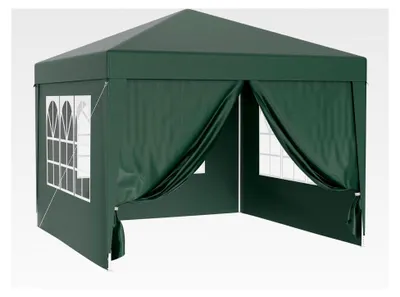 Produktbild von Pavillon 3 x 3 m in Grün mit UV-Schutz 50+, Gartenpavillon mit abnehmbaren Seiten und Fenstern für Terrasse und Festival