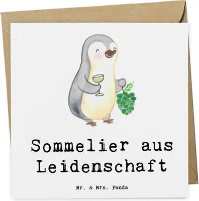 Produktbild von Mr. & Mrs. Panda Deluxe Karte Sommelier Leidenschaft - Weiß - Geschenk, doppelkarte, faltkarte, anlasskarte, Glückwunschkarte, Klappkarte, Grußkarte
