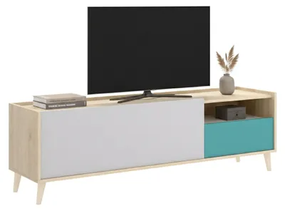 Produktbild von TV-Schrank Tamaro, 155 x 43 x 47 cm, Eiche und Weiß