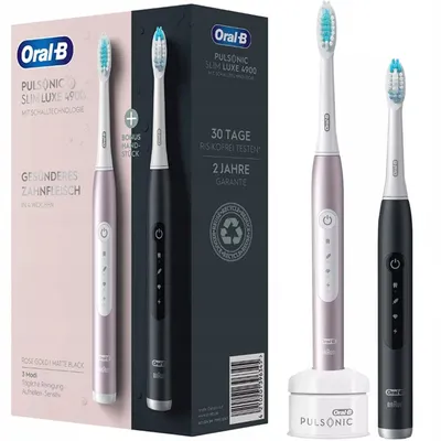 Produktbild von Oral-B Pulsonic Slim Luxe 4900 Schwarz Rosa Schallzahnbürste 2er Set Akku