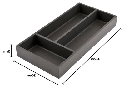 Produktbild von Schubladen Ordnungssystem, Besteckeinsatz 3-Fächer Basisschale groß 40x20x5cm, Kunststoff dunkelgrau