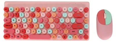 Imagen del producto de Conjunto inalámbrico de teclado y ratón de 86 teclas, con un diseño colorido y atractivo, botones multimedia, funcionamiento silencioso y conexión de 2.4 GHz. Ideal para PC. Color: rosa con detalles de varios colores